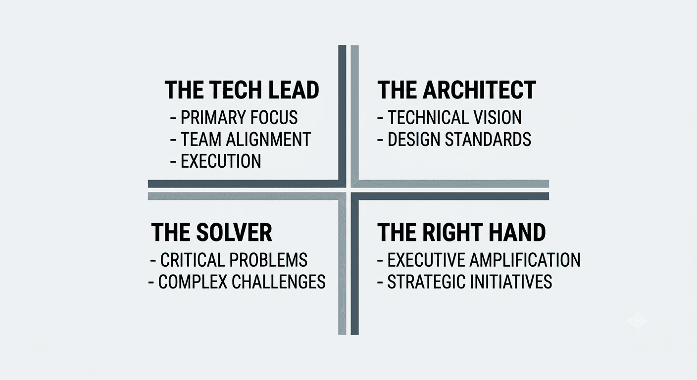 The four staff engineer archetypes: Tech Lead, Architect, Solver, Right Hand